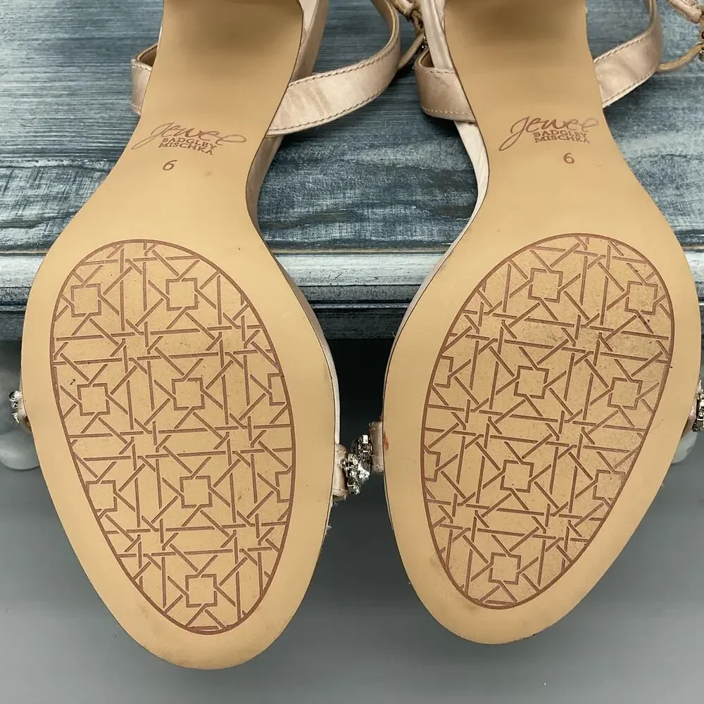 NEW Jewel by Badgley Mischka Women’s Danni Satin Sandals Beige Size 6
